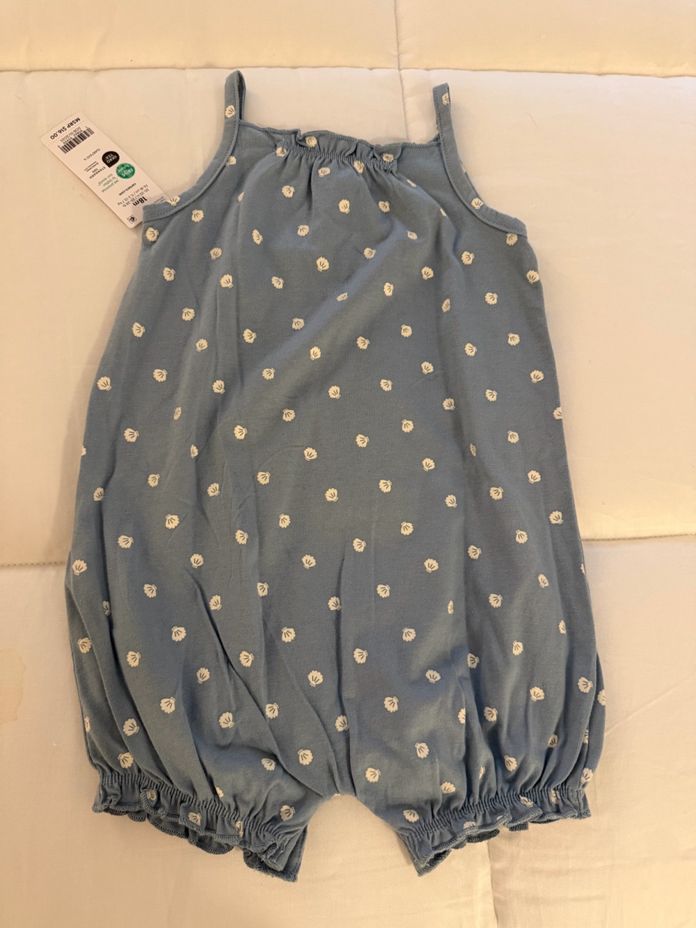 NWT Carter's Blue Romper with White Dot Shells - 18mos - Picture 2 of 3